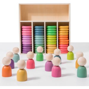 Juego madera anillos de colores