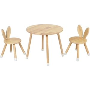 Juego de mesa redonda con 2 sillas conejo
